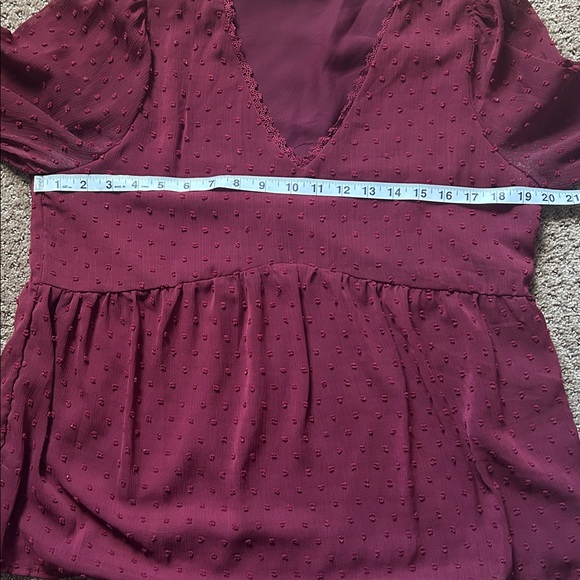 Andree by Unit Dot Blouse Maroon/Burgundy Medium - Picture 9 of 10